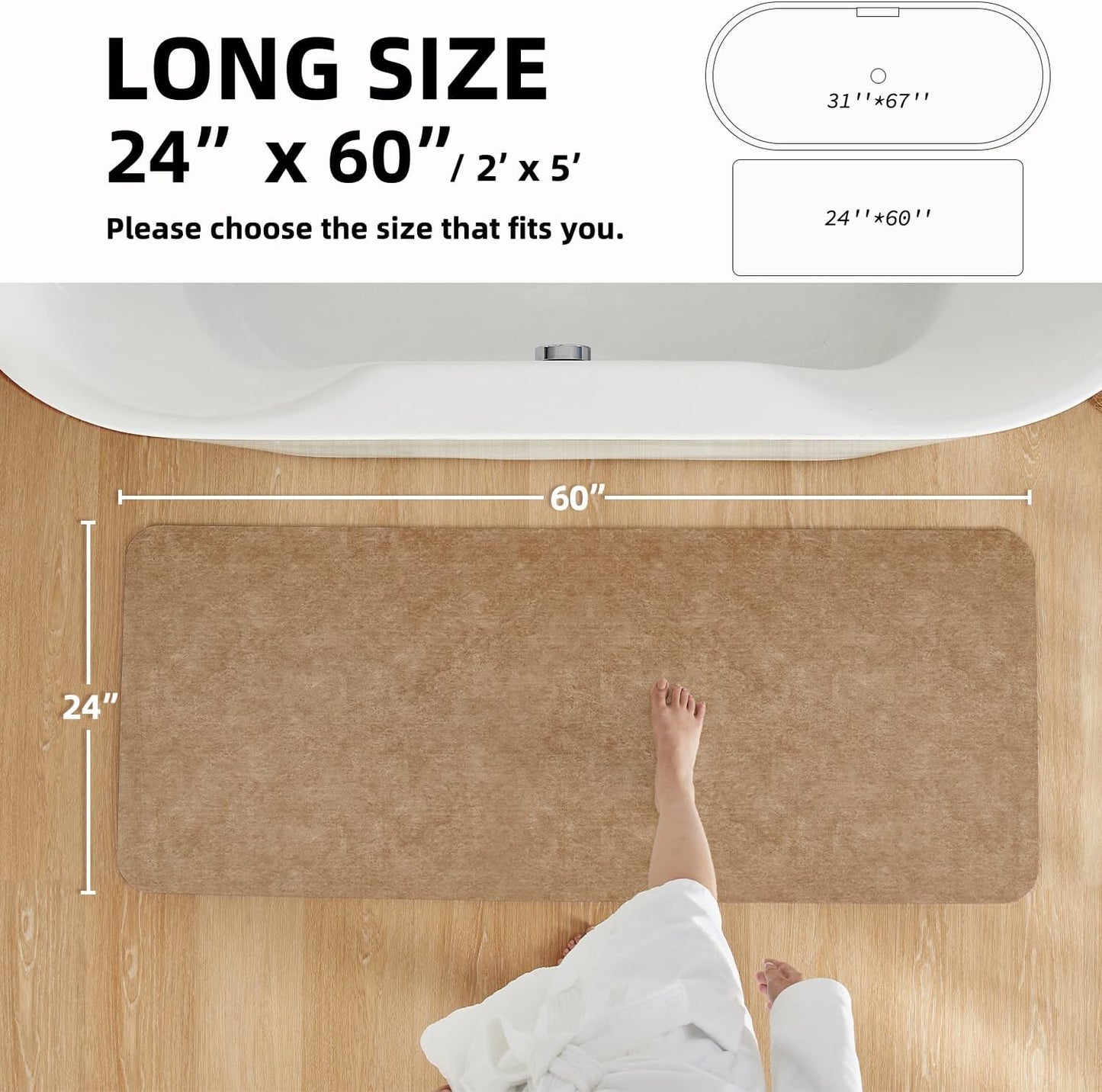 TYUU Bath Mat, Bathroom Rugs Non Slip Washable Thin Absorbent Quick Dry Bath Mat Fits Under Door Bathroom Floor Mat Perfect for Bath, Shower, or Sink 16"x24" Dark Grey