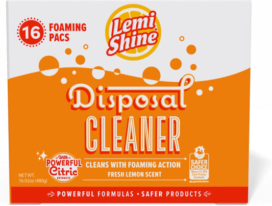 Lemi Shine Garbage Disposal Cleaner and Deodorizer Powered By Citric Acid | Foam Cleaner For Kitchen Garbage Disposal with a Natural, Fresh Lemon Scent (2 Count)