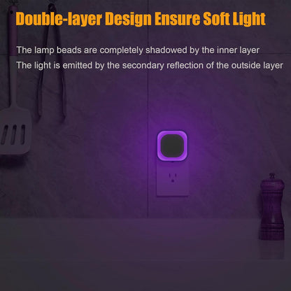 YUNLEX 2 Pack Red Night Light with Dusk to Dawn Sensor, Eye-Care Reflected Glow, 0% Blue Light True Red LED, 3-Level Brightness, Auto On/Off, Plug-in Nightlight for Sleep, Kids, Bedroom, Bathroom