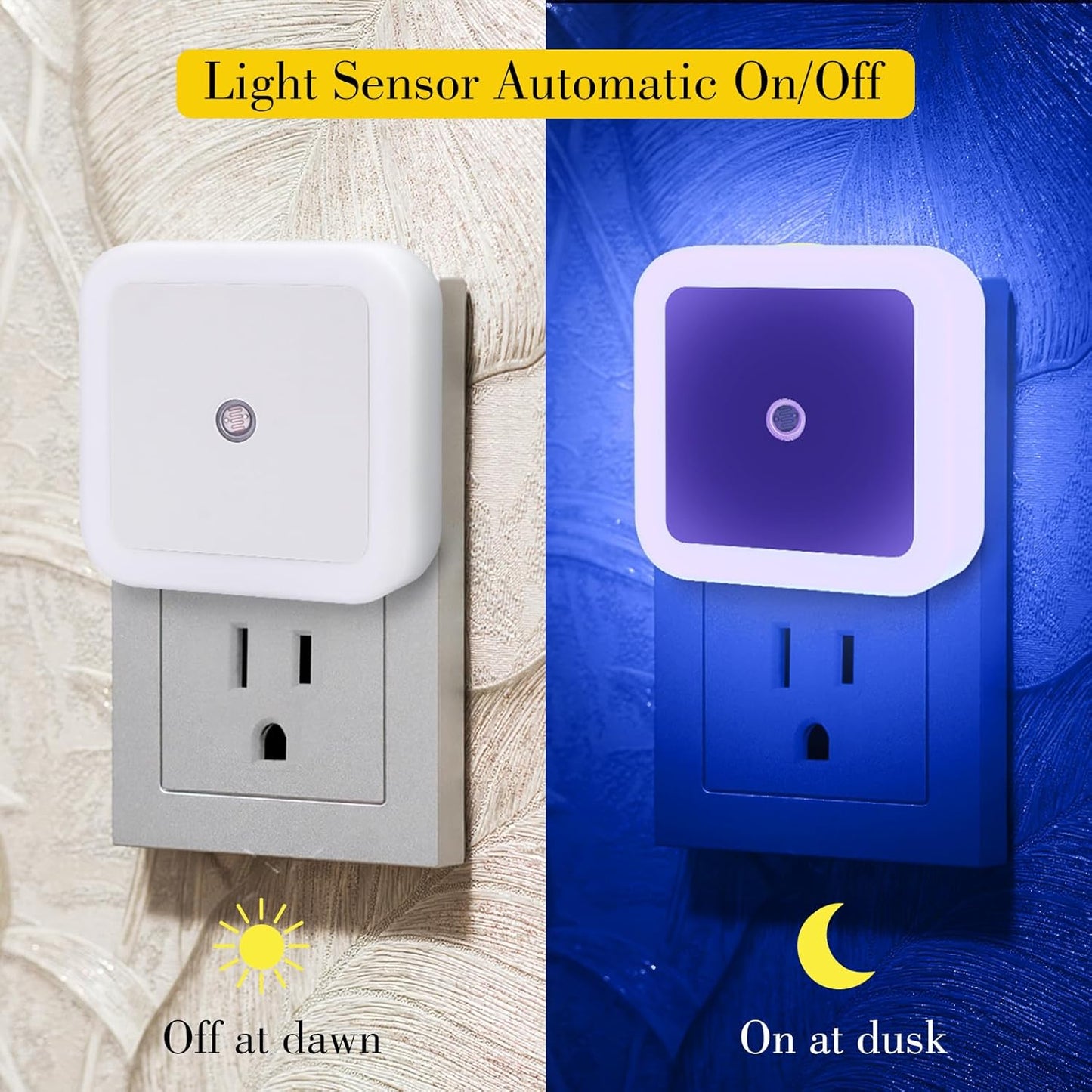 6 Pack Blue LED Night Light Plug in, Dusk to Dawn Sensor Automatic On and Off, Energy Efficient, Soft Glow Kids, Nursery, Bedroom, Bathroom, Hallway, Stairs, Kitchen