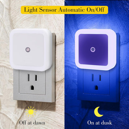 6 Pack Blue LED Night Light Plug in, Dusk to Dawn Sensor Automatic On and Off, Energy Efficient, Soft Glow Kids, Nursery, Bedroom, Bathroom, Hallway, Stairs, Kitchen