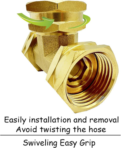 2PCS Brass 3/4" GHT Garden Hose Splitter Body Backyard 2 Way Y Shaped Swivel Connector Threaded Pipe Fitting Coupler Adapter with Washer