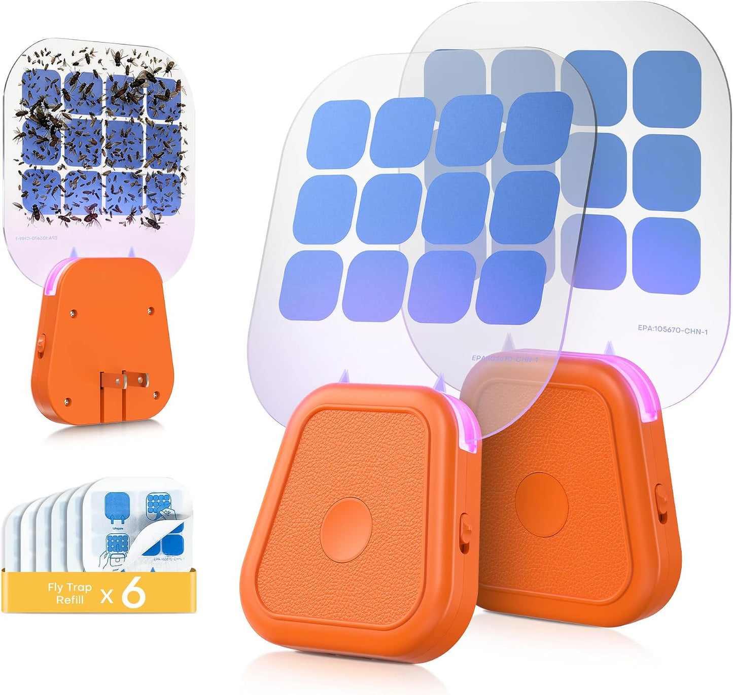Fruit Fly Traps,Plug in Fly Trap with UV Light & Glue Cards,Fly Trap Indoors for Gnats, Mosquitoes,Moths & More,Insect Trapper for House Kitchen Garage, 1 Pack & 3 Refills
