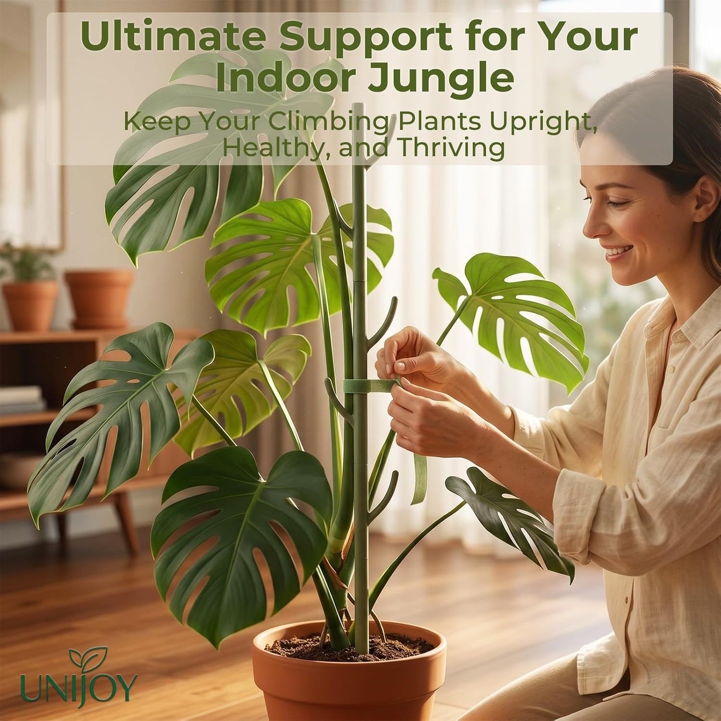 Heavy-Duty Monstera Plant Support Stakes - 10-Piece Stackable Sticks | For Climbing Stem up to 39.6" Tall - 0.55" Thick Indoor Plant Poles & Outdoor Garden Structures