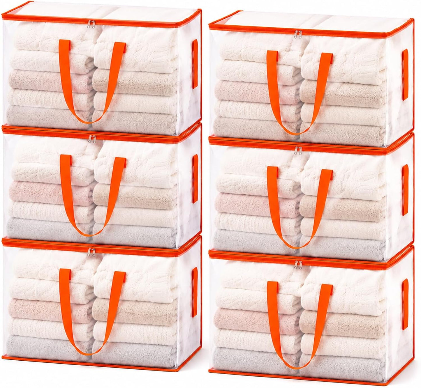 KYODOLED 10-Pack Clear Moving Bags Heavy Duty Extra Large, Storage Totes with Reinforced Handles, Zippers & Label Pocket, Transparent Packing Containers for College Dorm, Clothes, Bedding, Toys