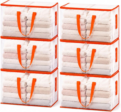 KYODOLED 10-Pack Clear Moving Bags Heavy Duty Extra Large, Storage Totes with Reinforced Handles, Zippers & Label Pocket, Transparent Packing Containers for College Dorm, Clothes, Bedding, Toys