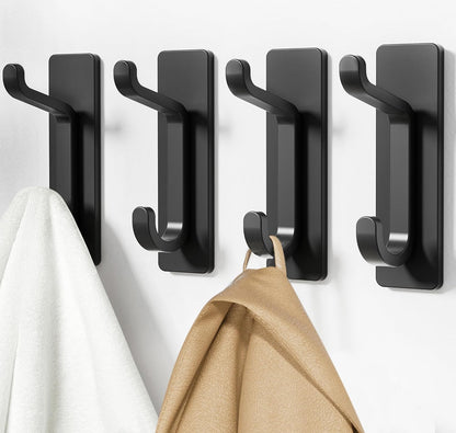 pickpiff Wall Hooks for Coat and Towel: 13LB Strong Adhesive Door Hanger Stick on, White 4 Pack