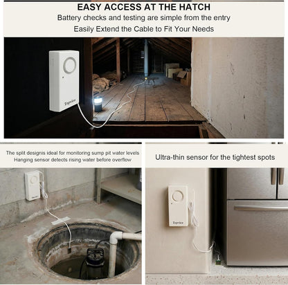 Water Leak Sensor Detector Flood Alarm for Basement RV Moisture 120dB Work Alone Battery Operated 3 Packs