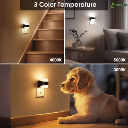 L LOHAS LED Night Light, Bubble Night Lights Plug into Wall,2 Pack 3000K/4000k/5000K Adjustable Color Temperature Night Light,Dimmable Nightlights with Dusk to Dawn Sensor for Rooms Bathroom Hallway