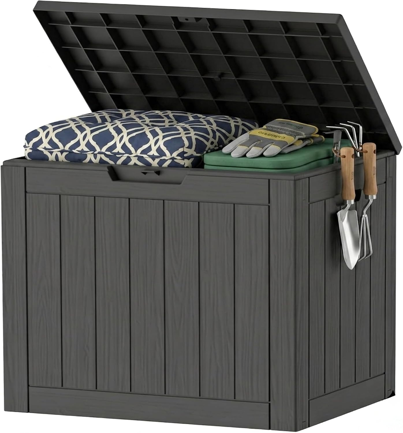 270 Gallon Lockable Resin Outdoor Storage Box, Waterproof & Weather Resistant Deck Box for Patio Cushion, Garden Tools & Pool Accessories, Black