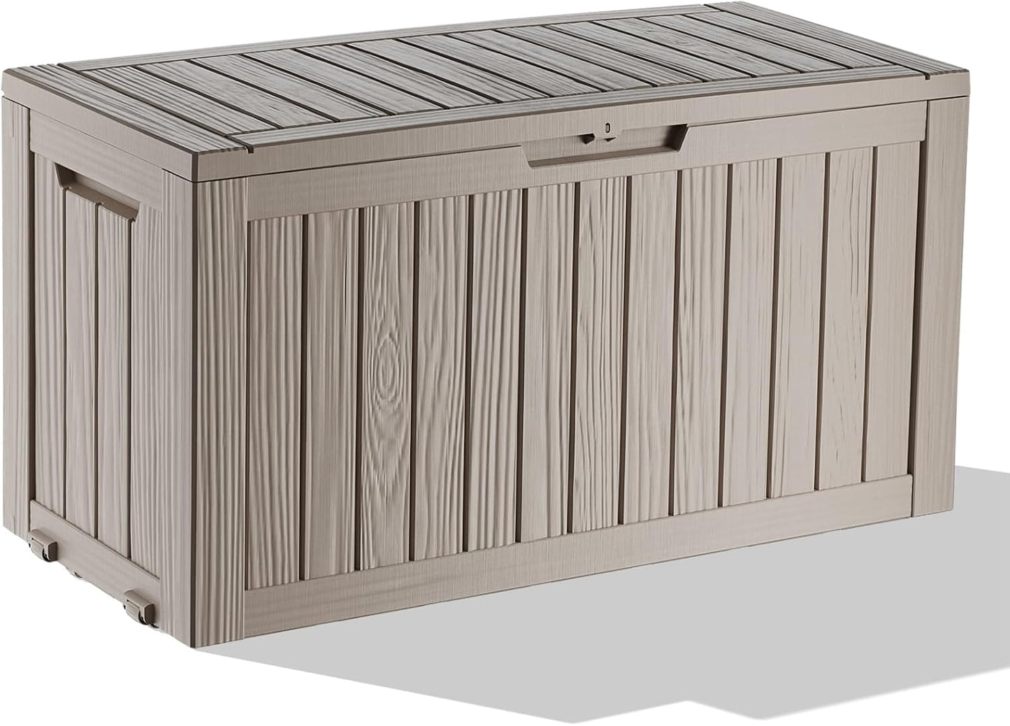 EasyUp 35 Gallon Outdoor Storage Box, Outdoor Deck Boxes for Garden Tools Equipment,Cushions and Patio Storage,Lockable and Resin,Easy to Install(Black)