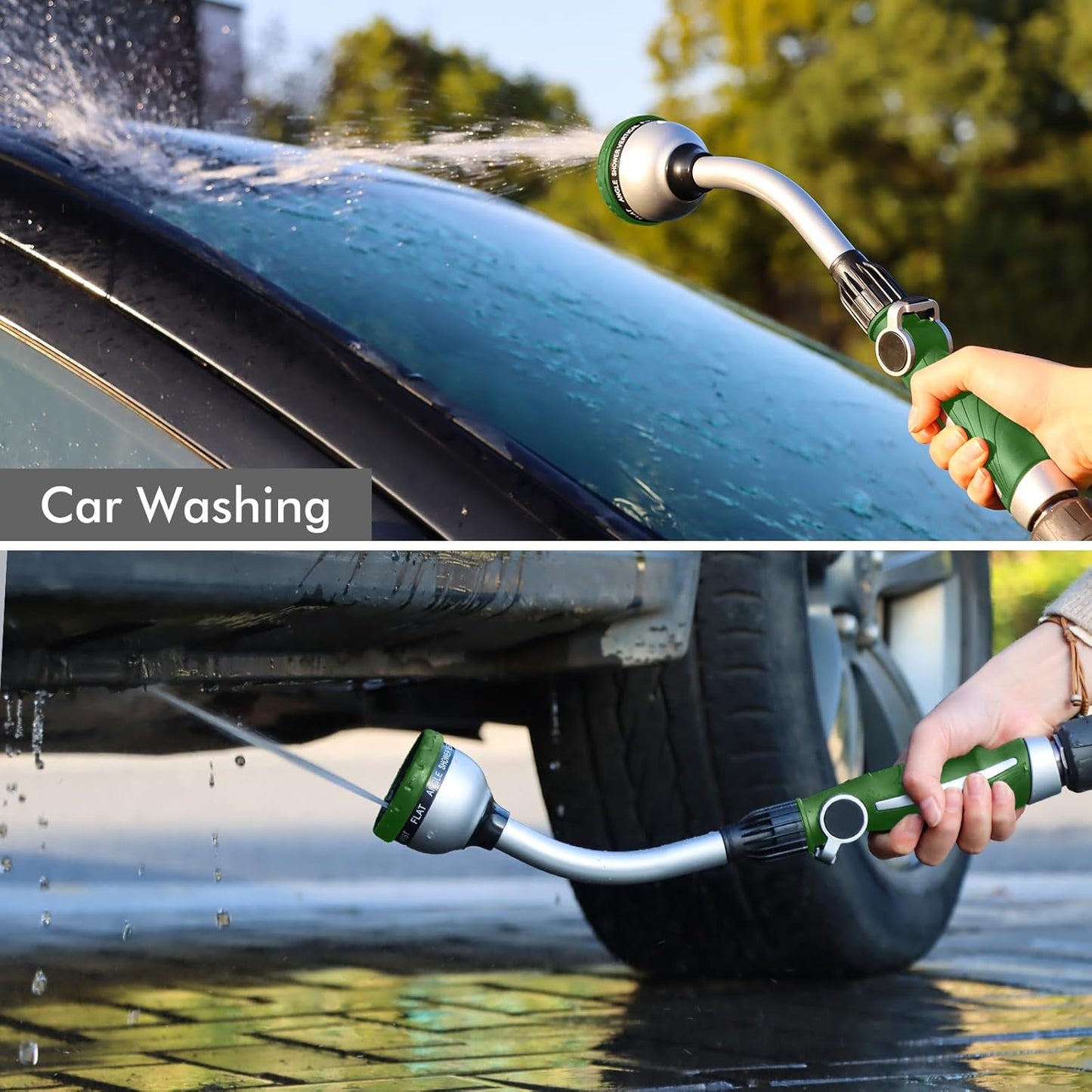 RESTMO Watering Wand Heavy Duty, Metal Garden Hose Wand with 10 Spray Patterns, 15-Inch Long Hose Nozzle Sprayer with Thumb Flow Control, Ideal to Water Hanging Baskets and Shrubs