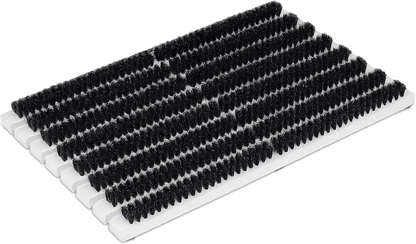 Relaxdays Shoe Scraper, Non-Slip Base, Strong PP Bristles, Outdoor & Indoor Brush Mat, Wood, Grey