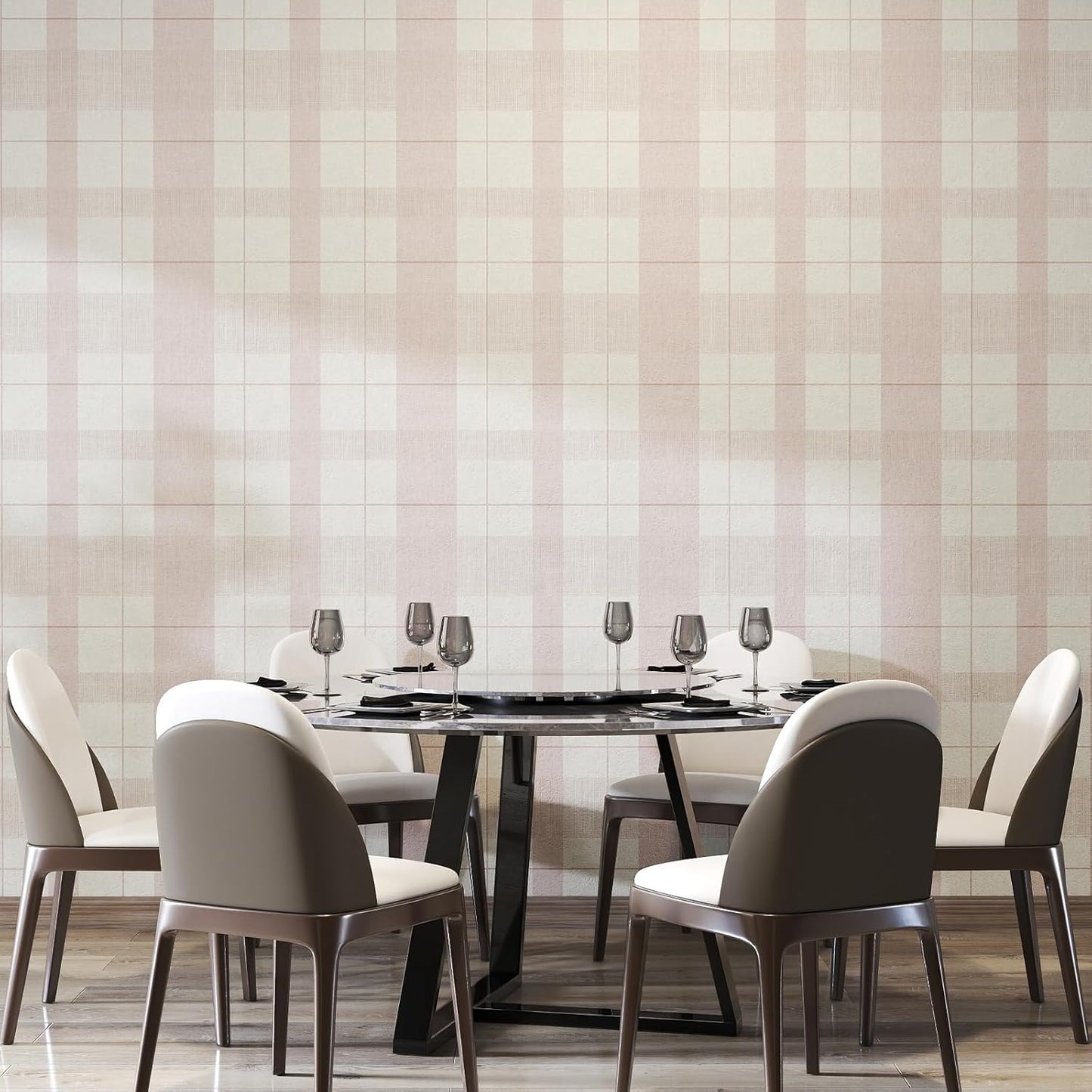 Modern Peel and Stick Wallpaper 17.3" x 78.7" Self Adhesive Wallpaper Textured Neutral Stripe Contact Paper Removable Vinyl Wall Paper for Living Room Bedroom Accent Wall Modern Minimalist Wall Decor