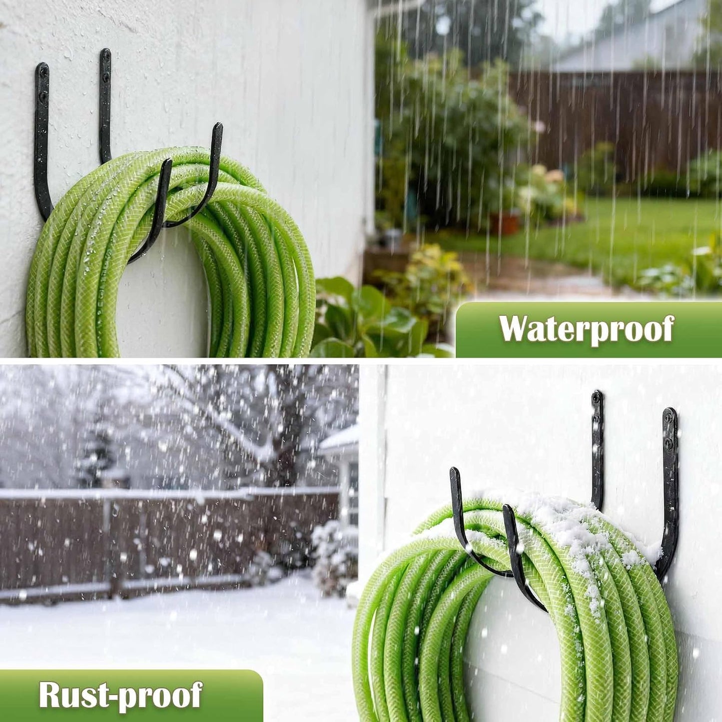 Lifyzoon 2Pack Heavy Duty Garden Hose Holder - Wall Mount Metal Hose Hanger | Rust-proof Water Hose Racks, 60 lbs Weight Capacity, Sturdy Outdoor Yard Organizer, Garage Tool & Backyard Storage