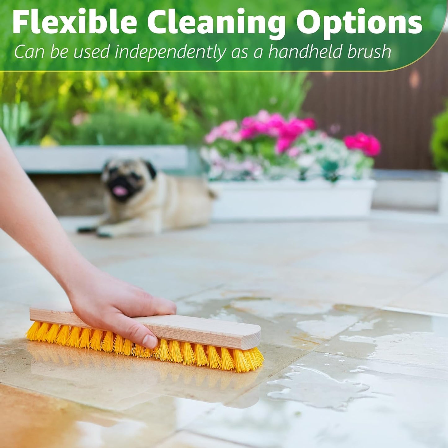 Deck Scrub Brush Head 7.87" - Heavy Duty Concrete & Wooden Deck Scrub Brush With Hard Nylon Bristles
