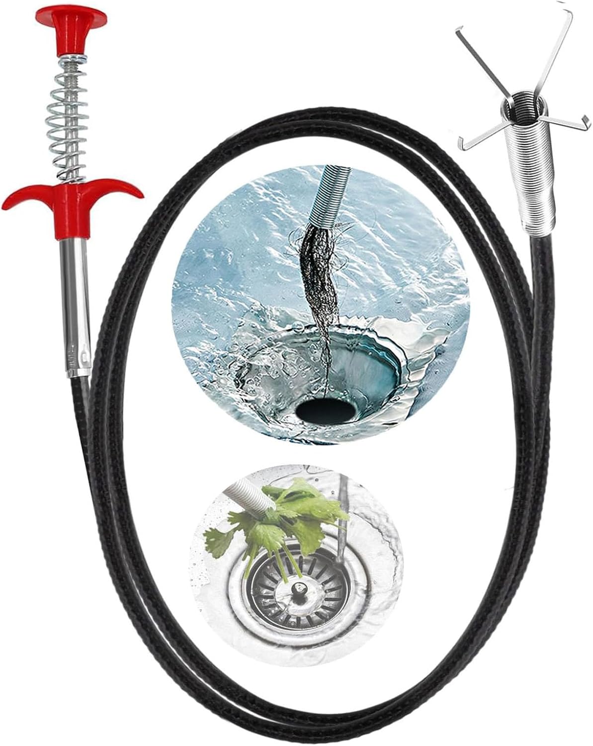 Drain Snake,76 inch Flexible Grabber Claw Pick Up Reacher Tool,Drain Clog Remover - Gutter Cleaning Tools for Home Sink, Bathroom Tub,Drain, Toilet, Tight Spaces