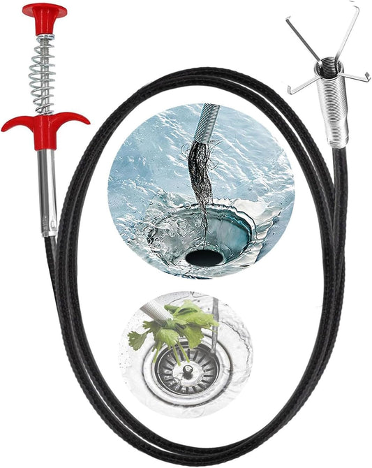 Drain Snake,76 inch Flexible Grabber Claw Pick Up Reacher Tool,Drain Clog Remover - Gutter Cleaning Tools for Home Sink, Bathroom Tub,Drain, Toilet, Tight Spaces