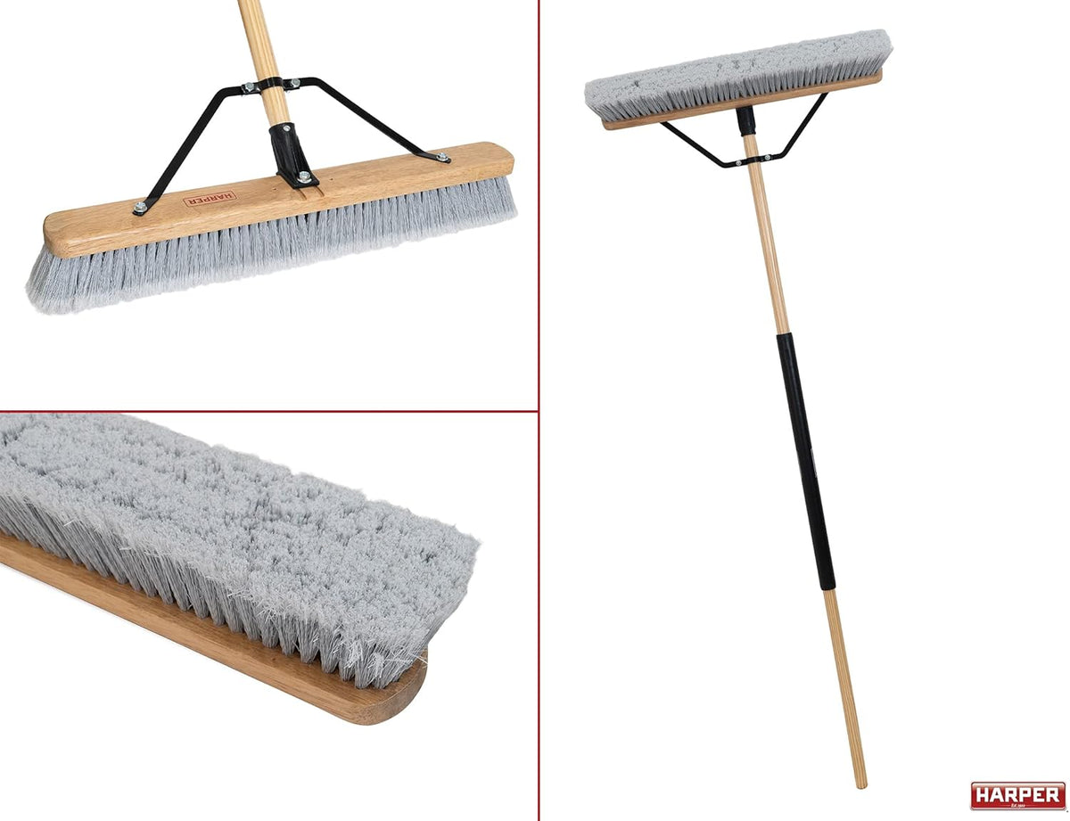 Harper 20201044 24 in. Indoor/Outdoor Dry All-Purpose Push Broom with Dual Bristles, for Dust, Gravel, Debris