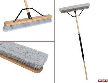 Harper 20201044 24 in. Indoor/Outdoor Dry All-Purpose Push Broom with Dual Bristles, for Dust, Gravel, Debris