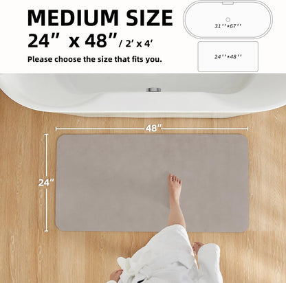 TYUU Bath Mat, Bathroom Rugs Non Slip Washable Thin Absorbent Quick Dry Bath Mat Fits Under Door Bathroom Floor Mat Perfect for Bath, Shower, or Sink 16"x24" Dark Grey