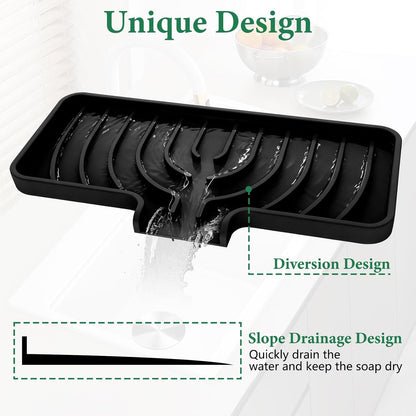 GUUKIN Sponge Holder for Kitchen Sink, Sink Caddy and Soap Tray | 10x4 inch Kitchen Sink Organizer | Compatible with Scrub Daddy, Kitchen Sink Accessories (Grey)