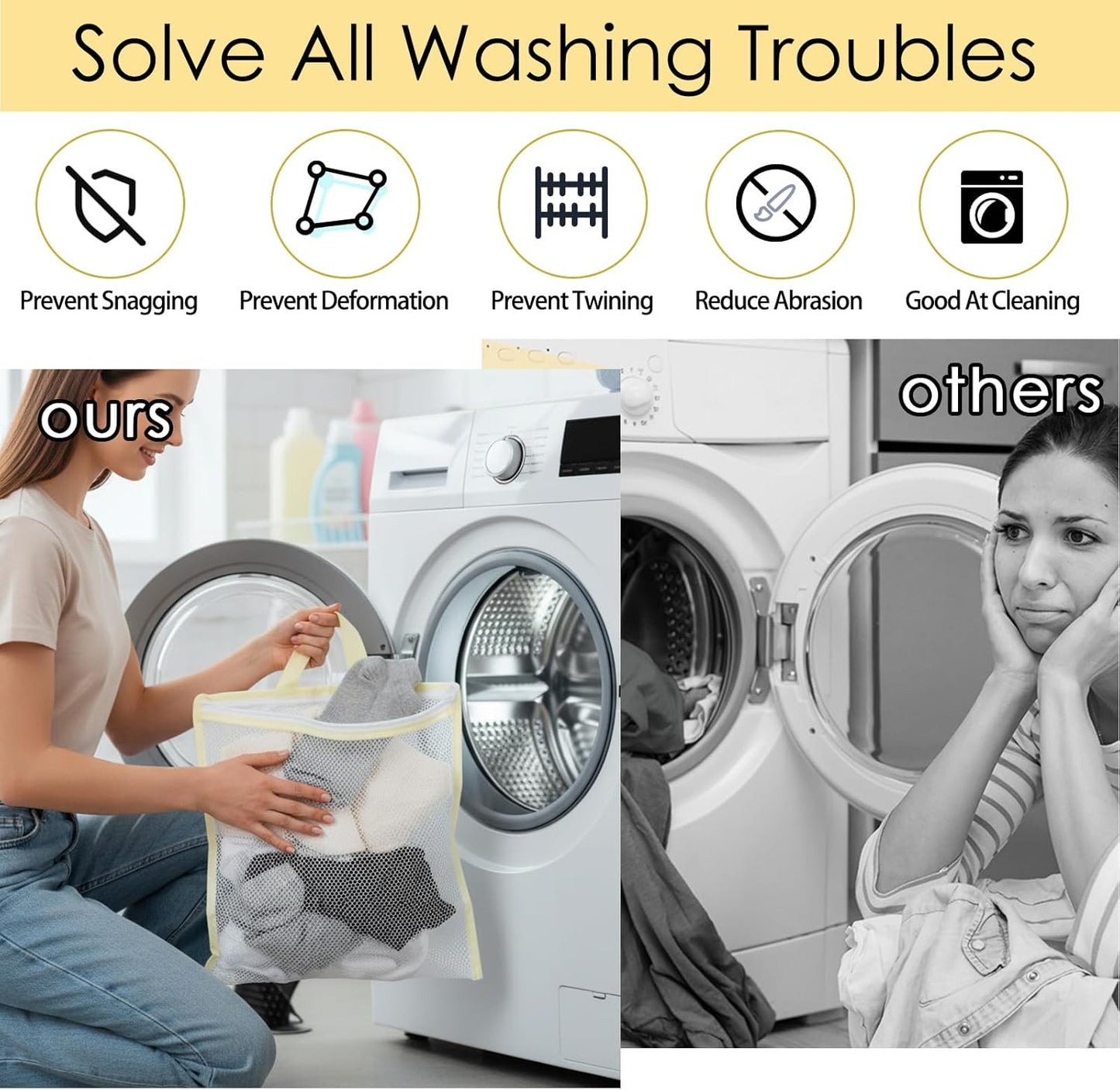 2 Pcs Small Mesh Laundry Bags for Delicates, Hanging Lingerie Wash Bags with Zipper for Washing Machine, Sock Laundry Net for Travel Home