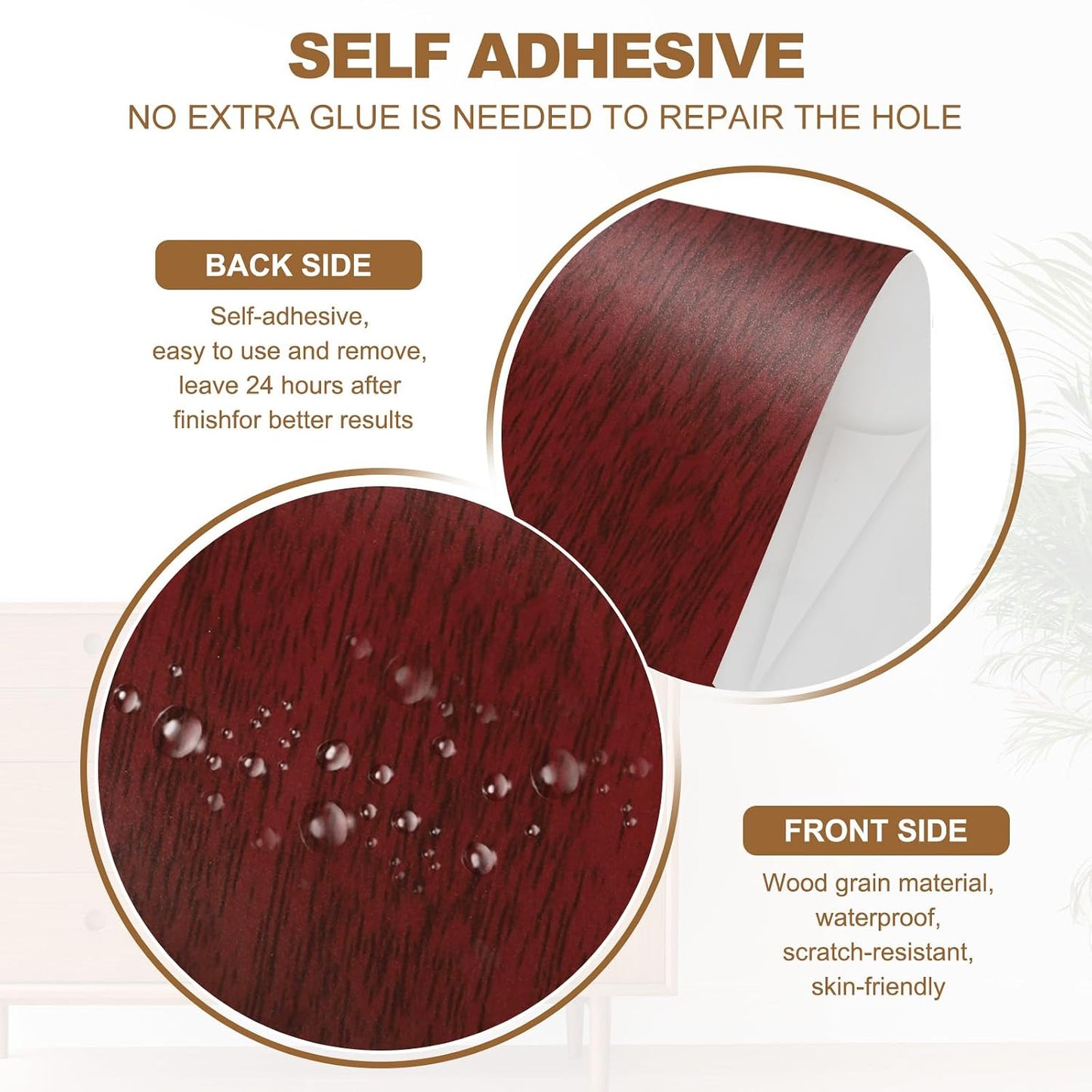 PATIKIL Self Adhesive Wood Grain Repair Tape 33'x 3", Multi-Use Realistic Wood Grain Repair Patch for Furniture Floor Door Table Chair Windows Handicraft DIY, Yellow Teak