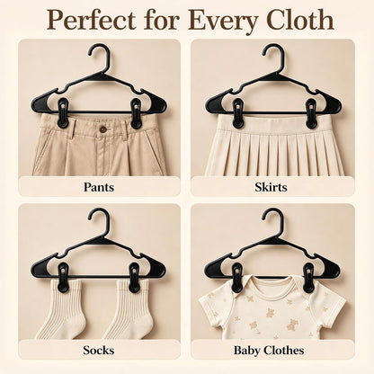30 Pack Hanger Clips for Pants, Skirts, Baby Clothes, White | 2.6 Inch | Designed for Plastic Hangers | Flexible PP Plastic | Durable for Daily Use | Multi-Purpose Home Organization