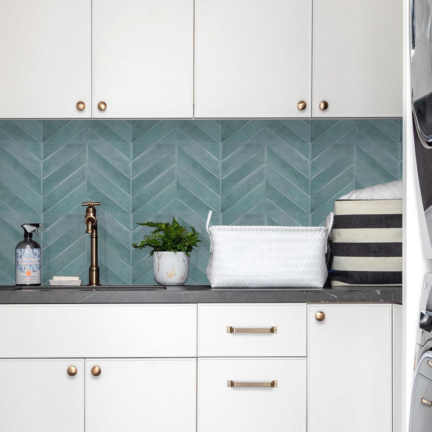STICKGOO 10 Sheets Thicker Herringbone Peel and Stick Backsplash, 12.6”×9.7” Stick on Wall Tiles, Self Adhesive Tile Sticker for Kitchen Backsplash and Bathroom, White with Grey Grout