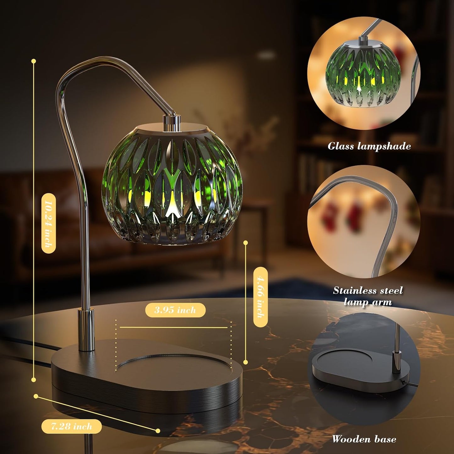 Candle Warmer Lamp with Timer & 4-Level Dimmer, Electric Wax Warmer for Jar Candles, Black Home Decor with 2 Bulbs, Gift for Women, Men, Housewarming