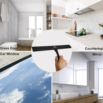 Squeegee for Shower Glass Door, 11-Inch Shower Squeegee for Glass Doors, Bathroom Silicone Squeegees Wiper for Shower with Non-Slip Handle, No-Drilling Silicone Hanging Hook, for Tiles, Mirror(White)