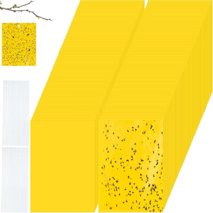 Qualirey 150 Pcs 7.8 x 3.9 Inch Yellow Sticky Traps for Plant Double Sided Sticky Trap for Gnats with Twist Ties Fly Traps for Fruit Insect Fungus Bugs Indoor Outdoor