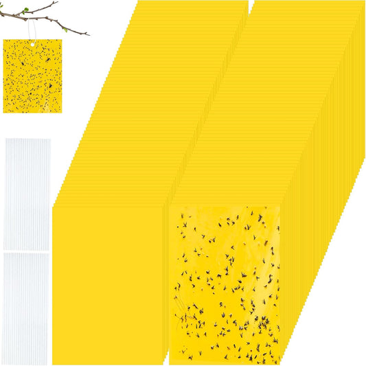 Qualirey 150 Pcs 7.8 x 3.9 Inch Yellow Sticky Traps for Plant Double Sided Sticky Trap for Gnats with Twist Ties Fly Traps for Fruit Insect Fungus Bugs Indoor Outdoor