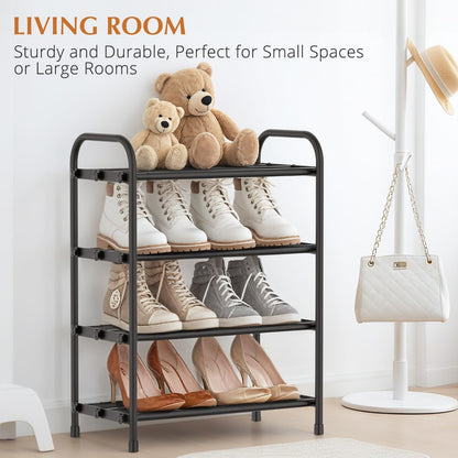 INSMART 3-Tier Expandable Shoe Rack, Stackable and Adjustable Shoes Organizer Storage Shelf, Sturdy and Durable Metal Structure Free Standing Shoe Rack for Closet Entryway Doorway