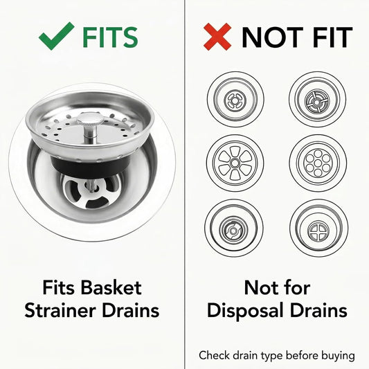 Kingrol 4 Pack Kitchen Sink Strainer Baskets with Removable Rubber Stoppers, Stainless Steel Replacement for Select 3.5" Basket Strainer Drains, Easy Clean, Rust Resistant