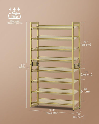SONGMICS Shoe Rack, 12-Tier Shoe Organizer, Metal Shoe Storage for Garage, Entryway, Set of 2 6-Tier Stackable Shoe Shelf, with Adjustable Flat or Angled Shelves, Holds 48-60 Pairs, Black ULMR12B