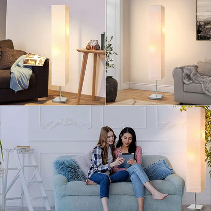 Modern Floor Lamp, Dimmable 3 Levels Brightness Paper Tall Lamp Standing Lamps with Lampshade, 55'' Minimalist Floor Lamps for Office, Kids Room, Reading, Home Decor (White)