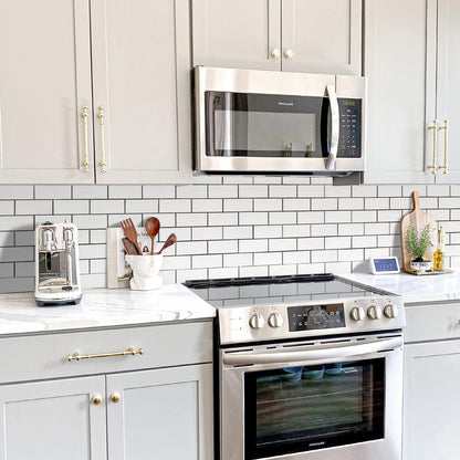 STICKGOO 10-Sheet Subway Tile Peel and Stick Backsplash, Seamless Design Polished Eurasia Beige Kitchen Backsplash Wall Tiles, Glossy Surface Waterproof Stick on Tile for Bathroom, RV, Fireplace