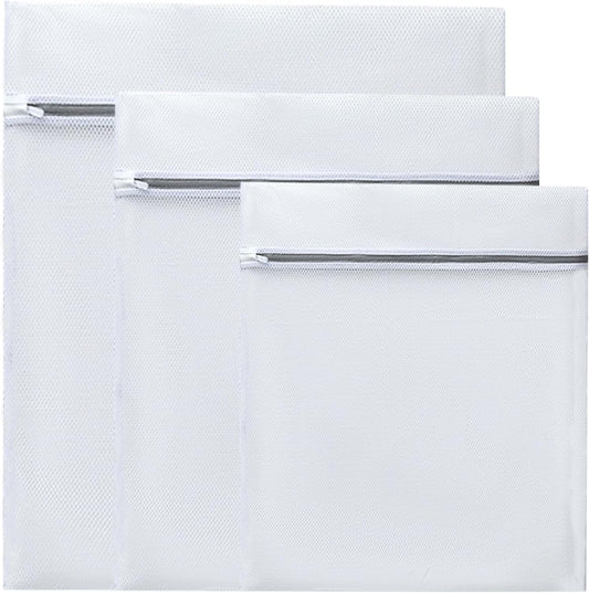 Mesh Laundry Bags for Washing Machine, Fine Mesh Delicates Bags 3 Pack Travel Storage Organize Bag for Clothes, Zippered Garment Wash Bag (XL L M
