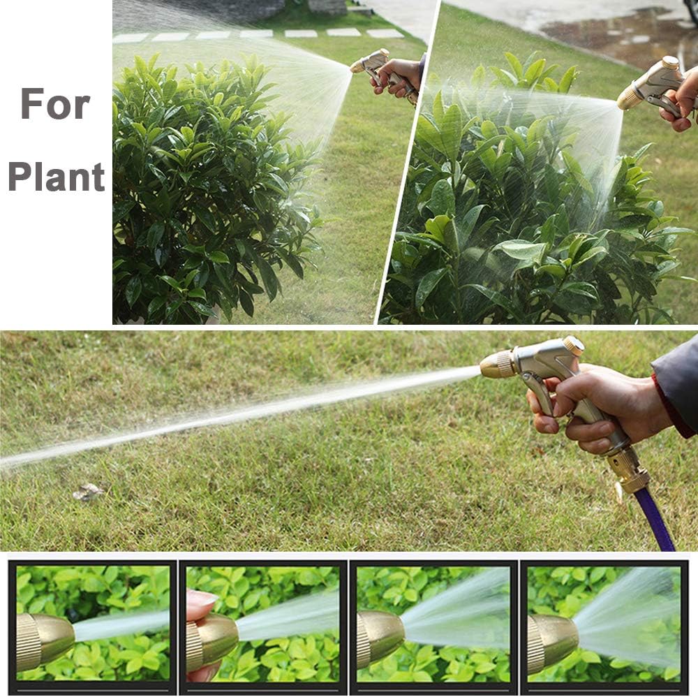 FANHAO Garden Hose Nozzle Heavy Duty Metal Spray Nozzle with Thumb Control, High Pressure Water Nozzle with 8 Adjustable Spray Patterns for Watering Plants, Washing Cars and Showering Pets