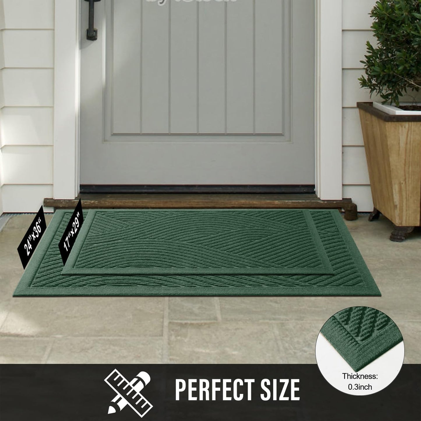 HIYARD Sturdy Front Door Mat, Absorbent Muddy Dirt Resist Welcome Door Mats Outdoor Indoor, Stain and Fade Resistant, Non-Slip Backing Entry Mat Low Profile Doormat for Entryway, 29×17, Beige