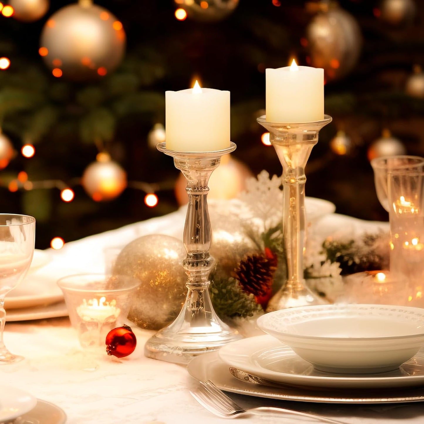 3x4 Flickering Flameless Candles Set of 3,Real Wax Pillar LED Candles,with Timer,4 inch Flameless Candles with Remote,for Party Wedding Holiday Home Decor,Ivory