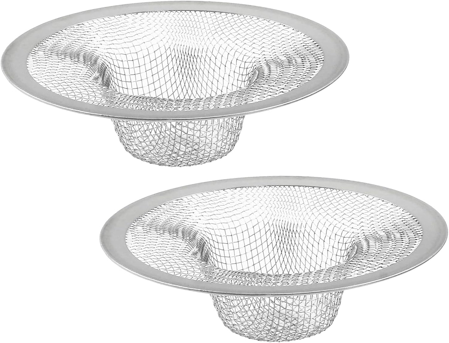 Piutouyar 2 Pack Stainless Steel Kitchen Sink Strainer, 3.5 Inch Diameter Mesh Basket Large Round Filter Kitchen Drain Strainer Food Catcher for Bathroom Bathtub Wash Basin Garbage