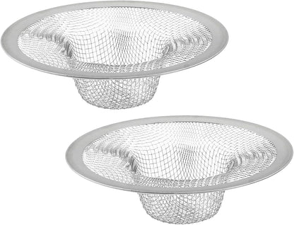 Piutouyar 2 Pack Stainless Steel Kitchen Sink Strainer, 3.5 Inch Diameter Mesh Basket Large Round Filter Kitchen Drain Strainer Food Catcher for Bathroom Bathtub Wash Basin Garbage