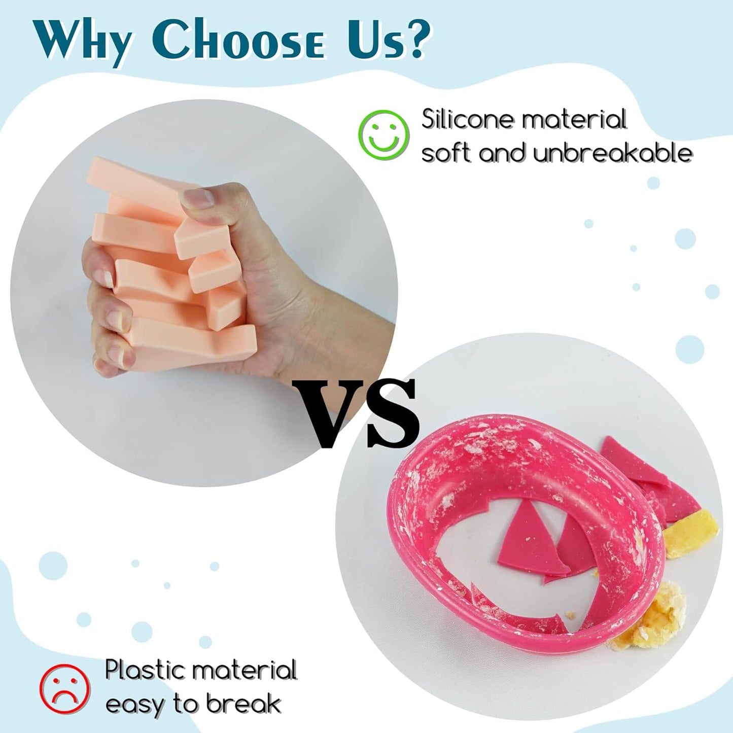 Self Draining Silicone Soap Dish Holder Waterfall Tray, 2 Pack White | Waterfall design drains fast to keep soap dry, non-slip silicone base anti slide, soap saver for bathroom & kitchen