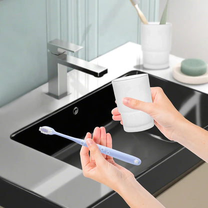 Bathroom Toothbrush Holders Set - Wall Mounted Tooth Brush Holder with Glass Toothpaste Cup, Stainless Steel Toothbrush Caddy Storage for Kids & Adult (Single)