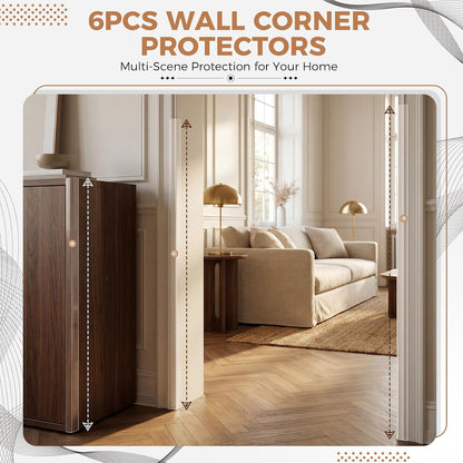 Wall Corner Protector, 17.7" Clear Corner Wall Guard, Self Adhesive Plastic Corner Guards for Walls, Rigid PVC Edge Protection Strip, 6 Pack