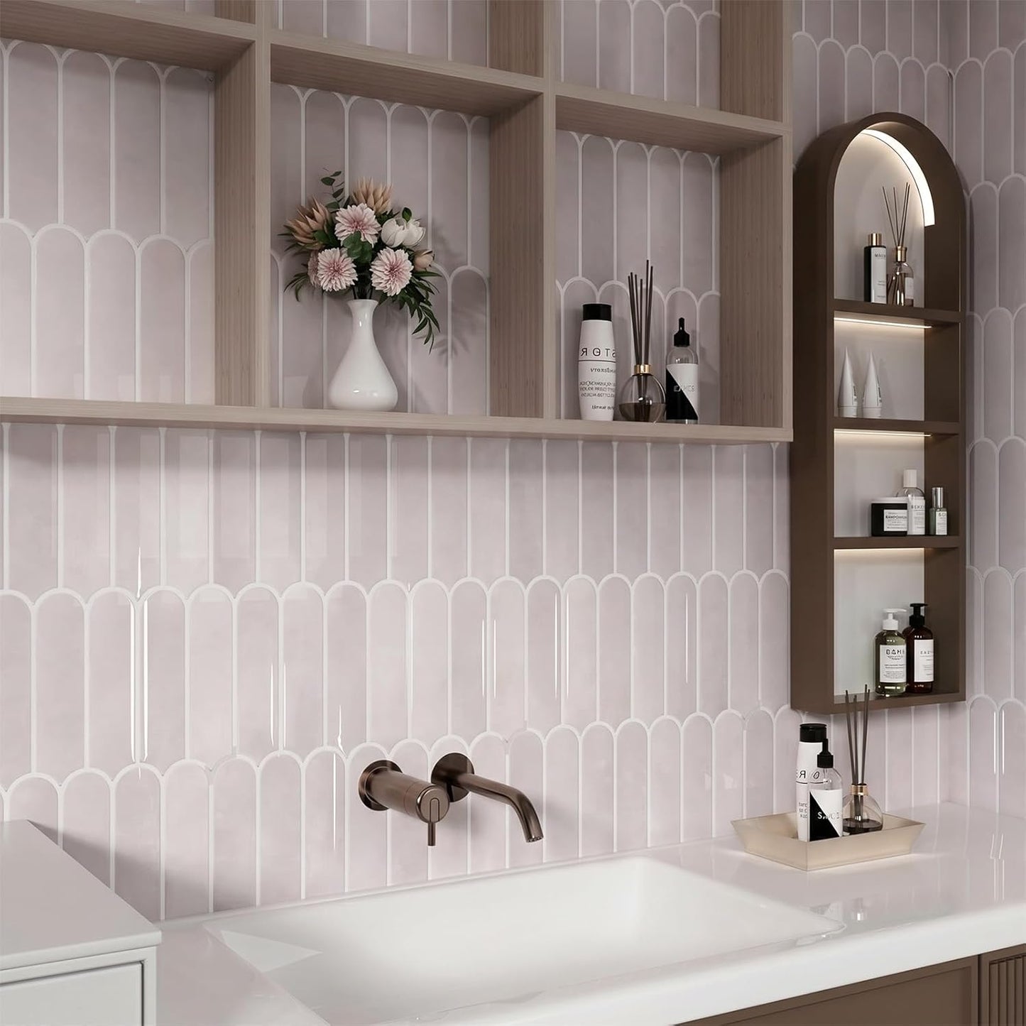 Peel and Stick Backsplash Tile, 10 Sheets 12''x12'' Kitchen Tiles | Beige White Self Adhesive 3D Wall Tiles Back Splash for Kitchen, Bathroom, Laundry Room