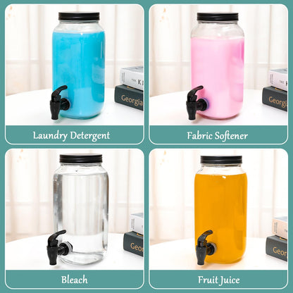 70OZ Laundry Detergent Dispenser with Stand, Liquid Laundry Soap Dispenser Set, Fabric Softener Dispenser for Laundry Room, 2 Pack